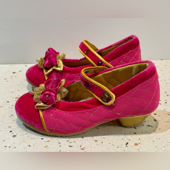Disney Sleeping Beauty Pink Velvet Heel Shoes‎ Sz 9/10 Toddler Girls - Picture 5 of 10